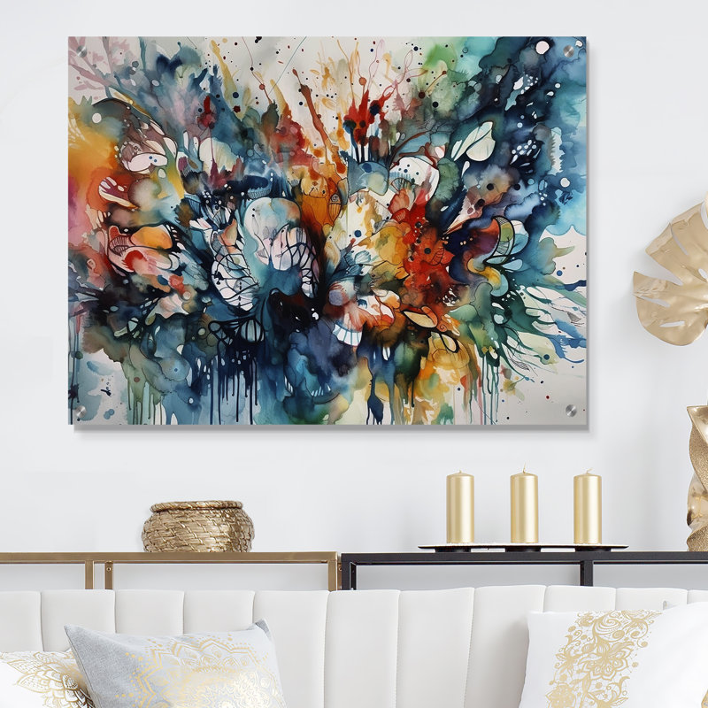 Captivating Boho Dance I - Art mural abstrait en acrylique, H 12 po x l 20 po