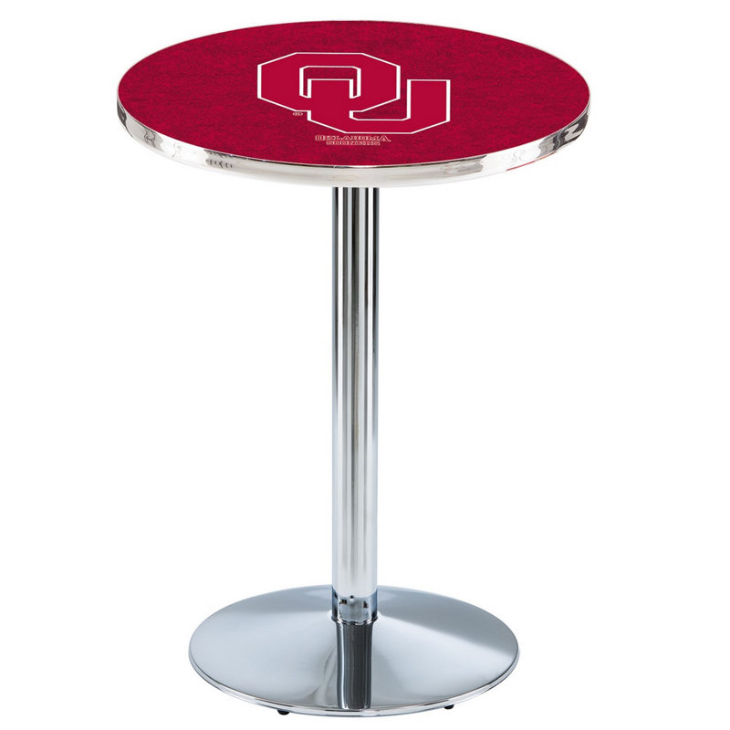 Round Metal Base Dining Table, Chrome, Oklahoma University