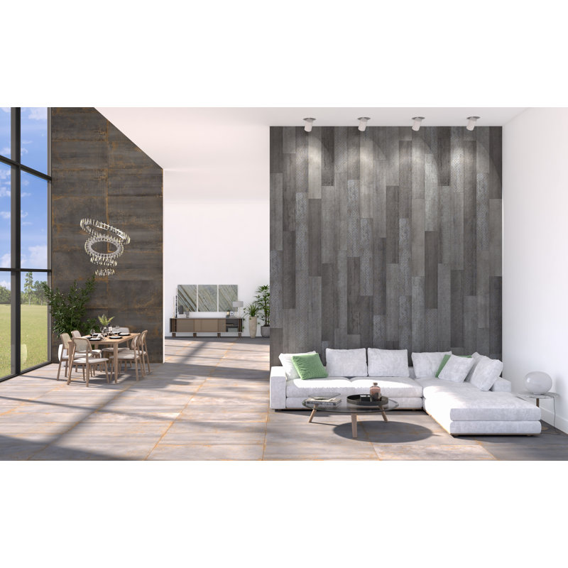 Metal Look 8" x 5" Porcelain Singular Wall & Floor Tile, Iron/Steel