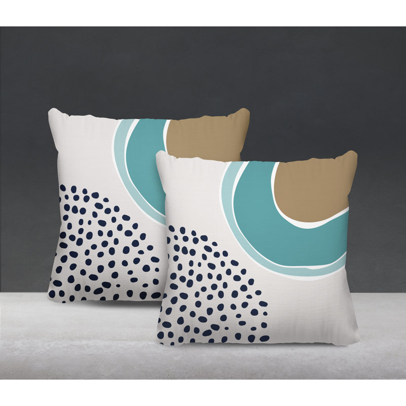 No Decorative Addition Indoor/Outdoor Reversible Throw Pillow, Turquoise, 17W" x 17H"