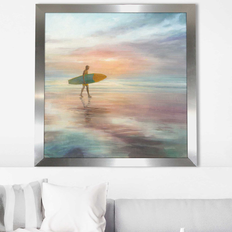Surfside - Painting, Silver Framed, 31.5" H x 31.5" W x 1" D