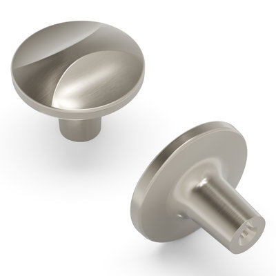 Crest Collection Round Knob - 1-1/4 " Diameter Cabinet Knob Satin Nickel - Mid-century Modern Hardware for Drawers & Cabinets