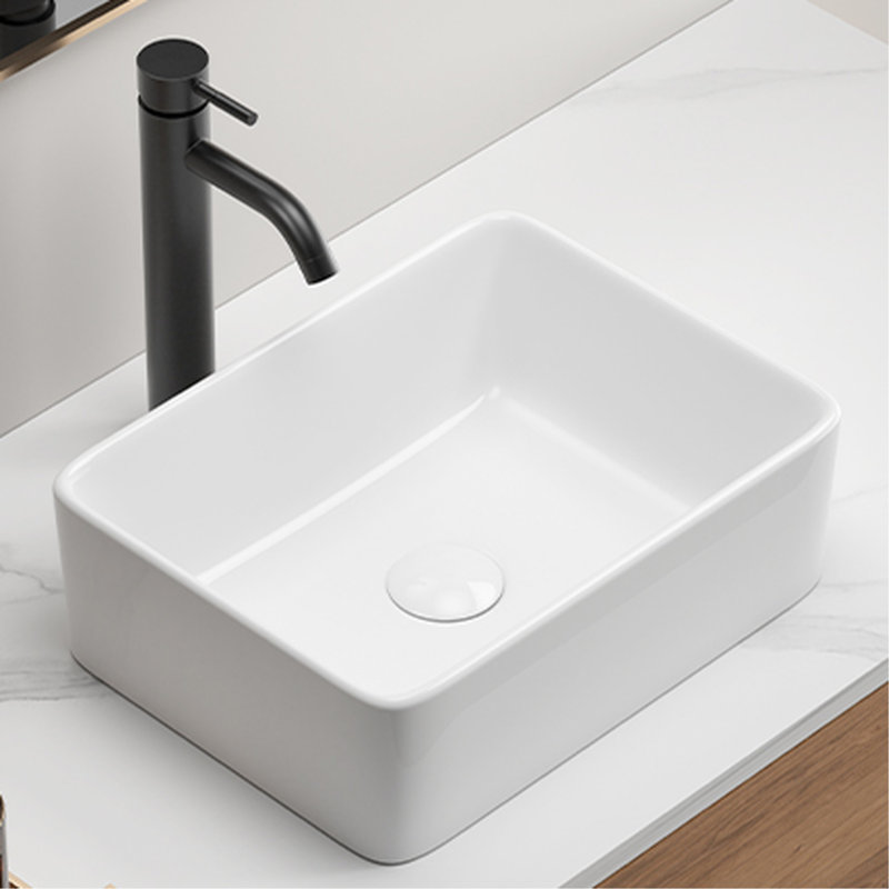 Évier de vasque en céramique 16 "x 12" au-dessus du comptoir, de conception rectangulaire, petit meuble-lavabo rectangulaire de haute qualité en acier inoxydable