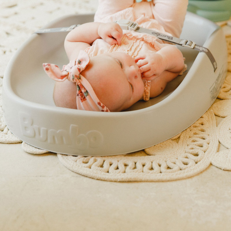 Cool Gray Ergonomic Foam Baby Changing Pad with Safety Belt
