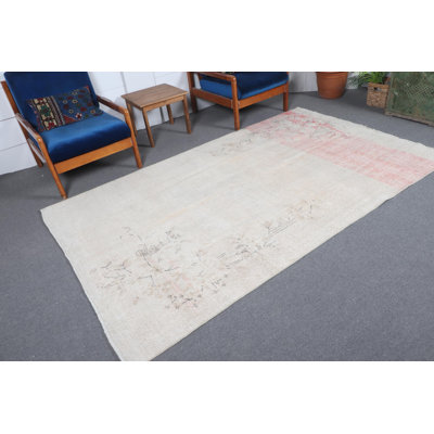 Large Vintage Turkish Anatolian Rug in Beige - Flatweave Area Rug for Dining Room