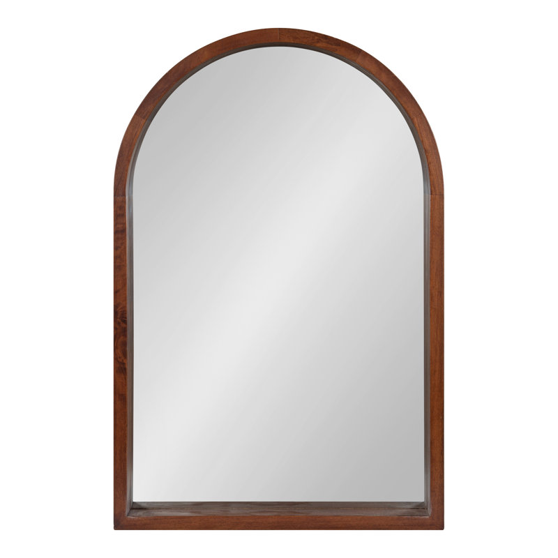 Skyeler Modern Wood Arched Accent Mirror, Walnut Brown, 20" x 30"