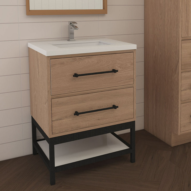 Meuble-lavabo simple avec plateau Victoria 23,7, Chêne rouge