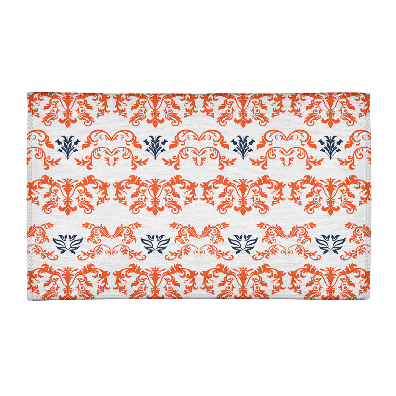 Tapis damassé blanc / orange, Rectangle 2 pi x 3 pi