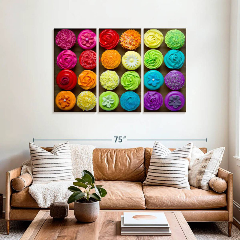 Yarlin Rainbow Cupcakes, 36" H x 57" W