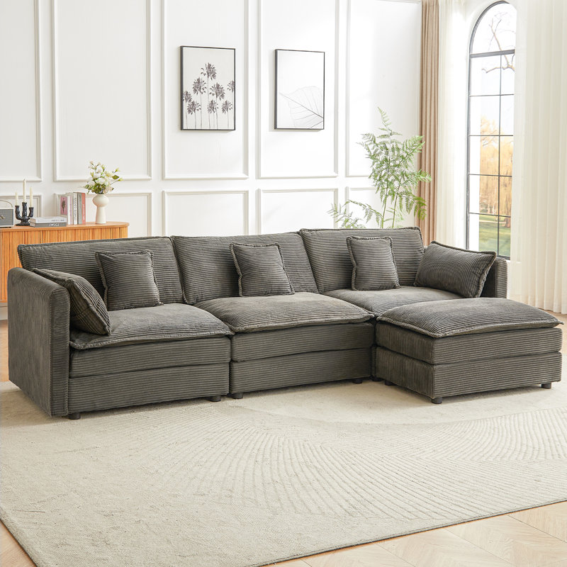 3 Seater Corduroy Sofa, Grey