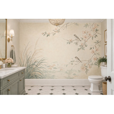 Chinoiserie Floral Branches Wallpaper Birds Garden Wall Mural
