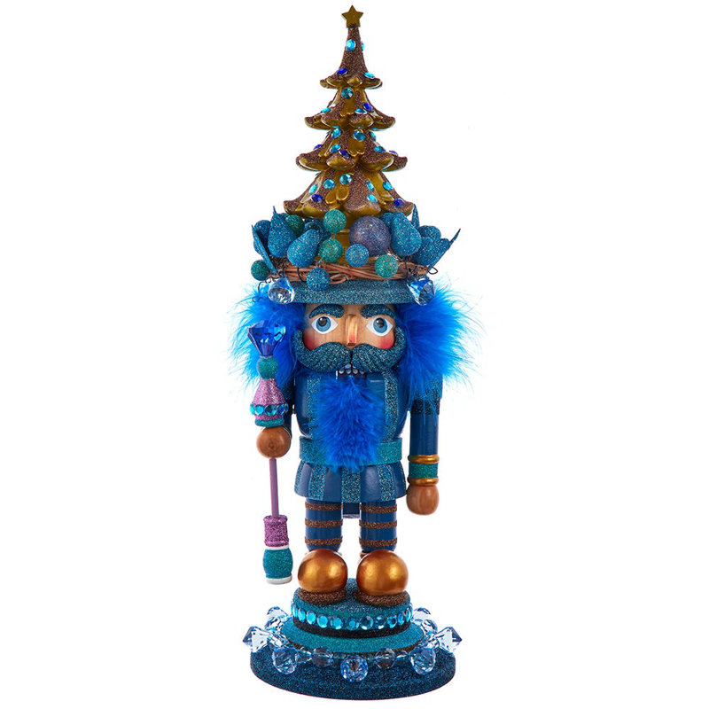 Kurt Adler Hollywood Wooden Nutcracker Collection, Blue with Tree, 18in