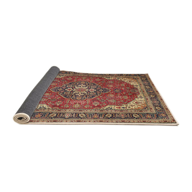 Tapis de style oriental rouge, Rond 6 pi