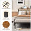Base de lit grand format avec station de charge, lit plateforme avec lattes en métal, tête de lit tapissier avec tablettes de rangement, aucun sommier tapissier requis, noir