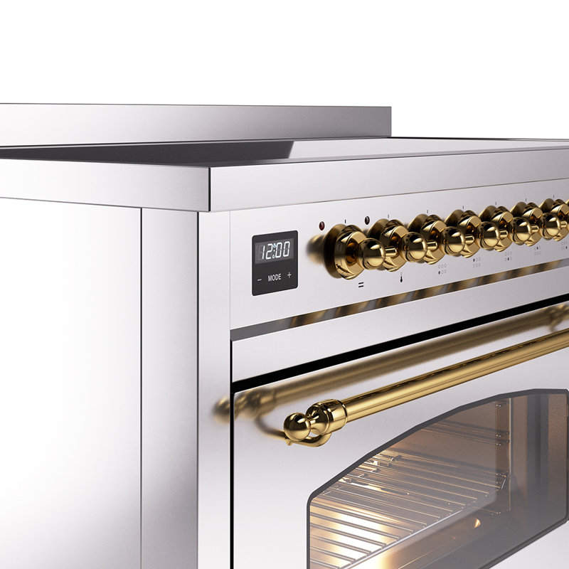 ILVE Nostalgie II 48 in Induction Range, Stainless Steel/Brass