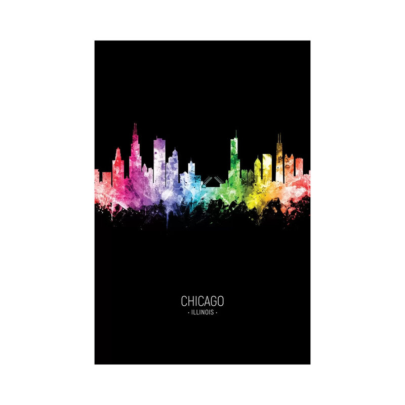 Chicago Illinois Skyline Portrait Rainbow by Michael Tompsett - Wrapped Canvas Print, 66.04 cm H x 45.72 cm W x 1.91 cm D
