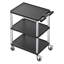 Chariot utilitaire, capacité de charge de 136 kg, chariot de service de 70 x 46 cm, chariot utilitaire robuste en plastique à trois étagères avec roues pivotantes à 360° (dont 2 avec freins), garage, nettoyage, convient pour entrepôt