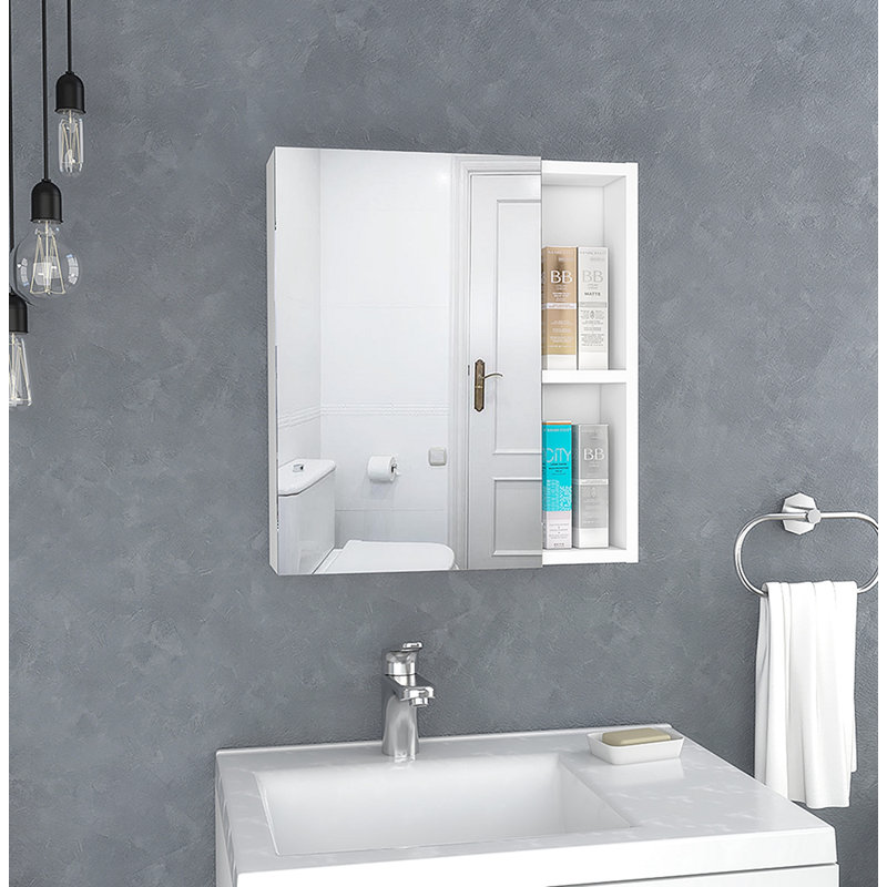 Pharmacie avec miroir, cinq tablettes internes, Blanc