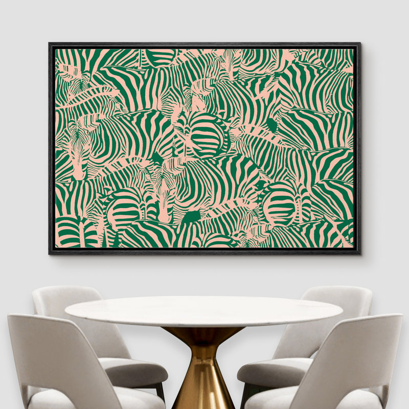 «Profile Of Zebra Herds», art graphique sur toile flottante, H 16 po x l 24 po x P 1,5 po, Cadre noir