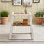 Table d'appoint moderne à deux niveaux en bois d'acacia avec structure en fer, idéale pour l'intérieur et l'extérieur, sur une terrasse ou dans un salon.-1054915206