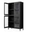 Armoire à 4 portes en verre pour le rangement des chaussures - noir avec portes et tablettes réglables