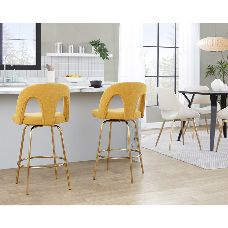Tabouret de comptoir contemporain, Doré, Jaune