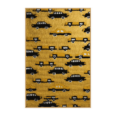 Machine Washable Transportation Brown Area Rug