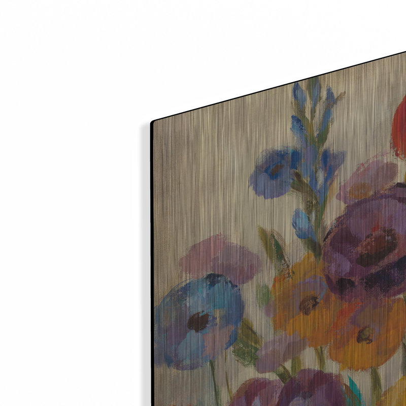 Art mural en métal luxueux «Garden Hues 1» par Silvia Vassileva, 24 po x 24 po