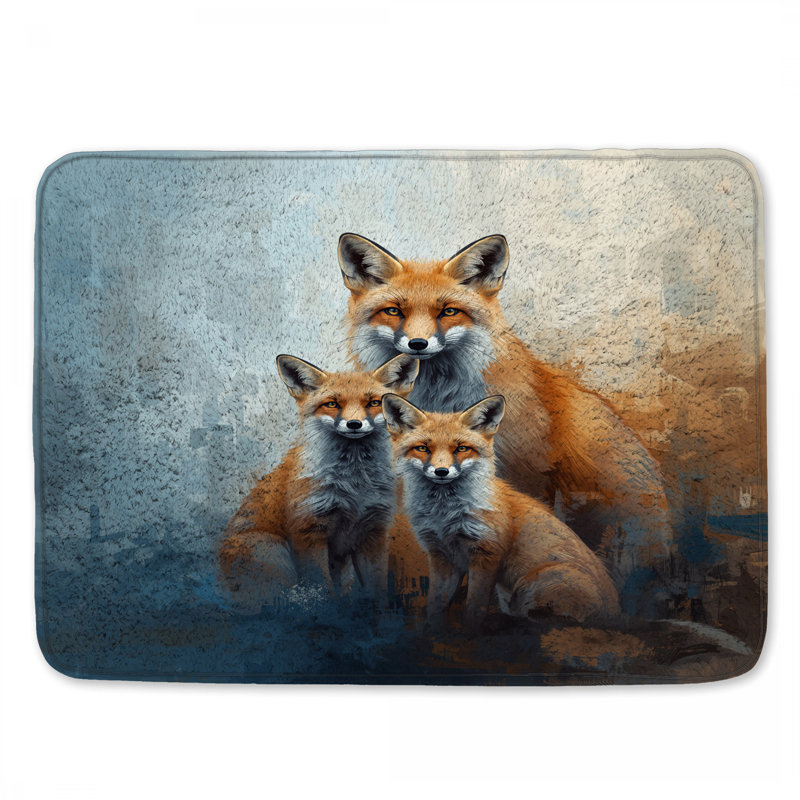 Tapis de bain Red Fox Family, 34 po L x 21 po L