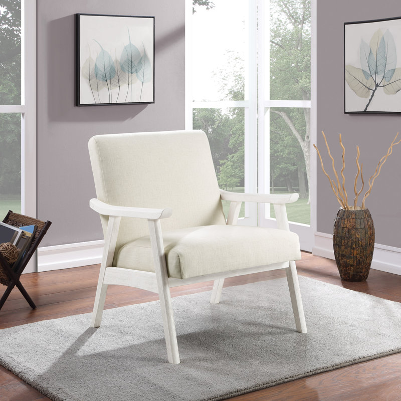 Méridienne en polyester de 27,25 po de largeur Albury, 100 % polyester beige, Blanc