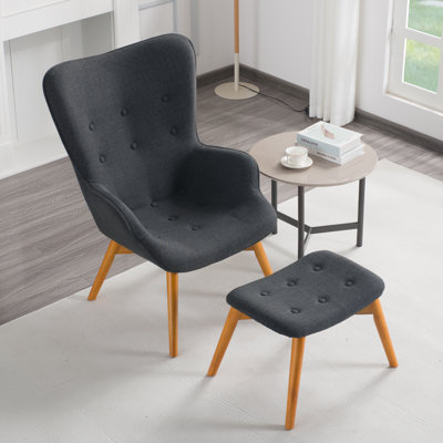 Accent Uphostered Chair With Ottoman