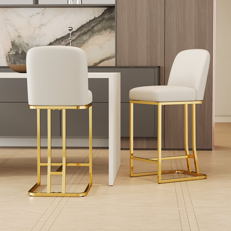 Ensemble de 2 chaises de bar de style moderne avec un design simple., Blanc