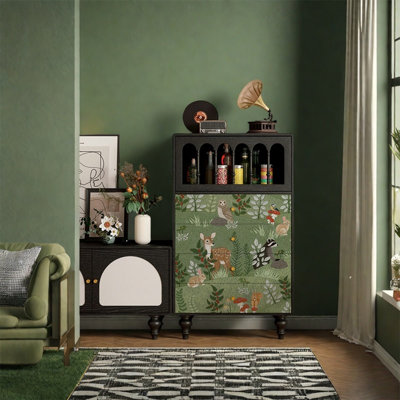 Solid Ash Wood Storage Cabinet with One Door
