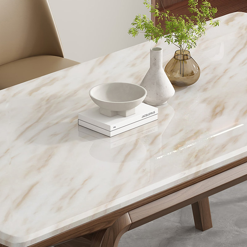Ash Wood Marble Rectangular Dining Table Sets, 29.5"H x 55"L x 31.5"W
