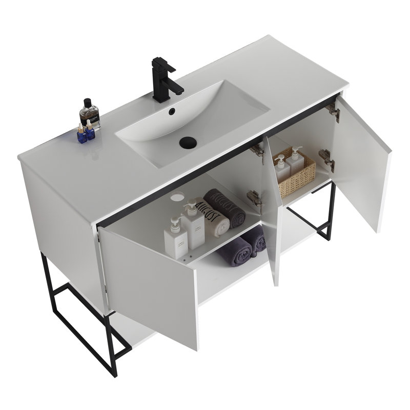 Ensemble de meuble-lavabo simple 48 po Carliana, Blanc