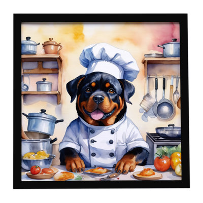 Rottweiler The Chef Framed Metal Print
