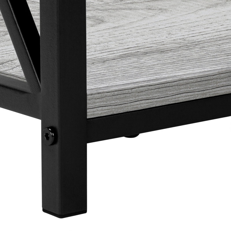 Accent Table, Side, End, Nightstand, Lamp, Laminate, Metal, Black, Gray