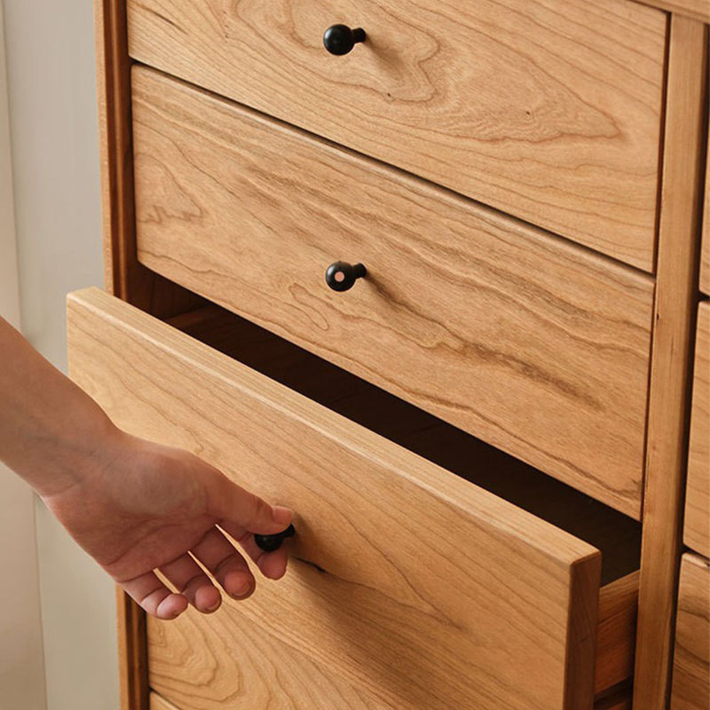 Multi-compartment Drawer Storage Cabinet, Cherry Wood Color