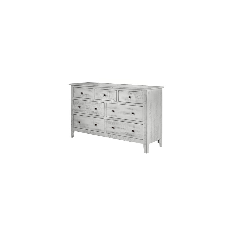 Farmhouse Solid Wood 7 Drawer Dresser, Bright White