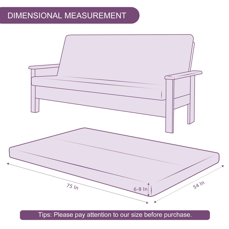 Housse pour futon lavable à coussins carrés extensible texturée, Noir