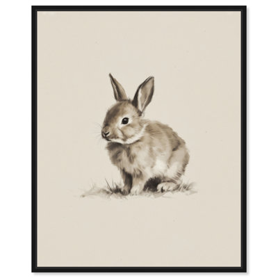 Vellum Bunny I Framed Canvas Print Nursery Wall Decor by Art Remedy, Black Frame, 30 x 36