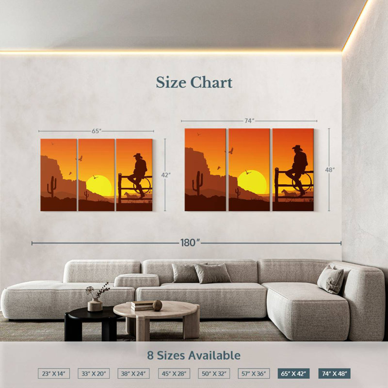 Lelar Western Cowboy Sunset, 42" H x 65" W