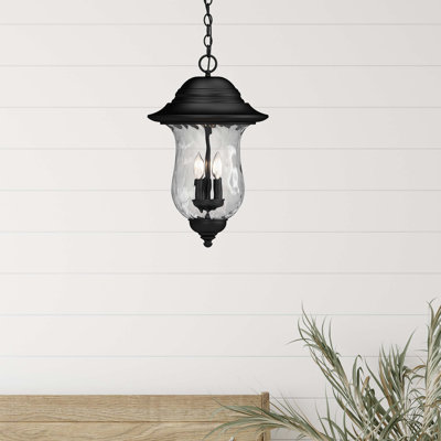 Aurora 3-Light Outdoor Antique Iron Candelabra Hanging Lantern Pendant