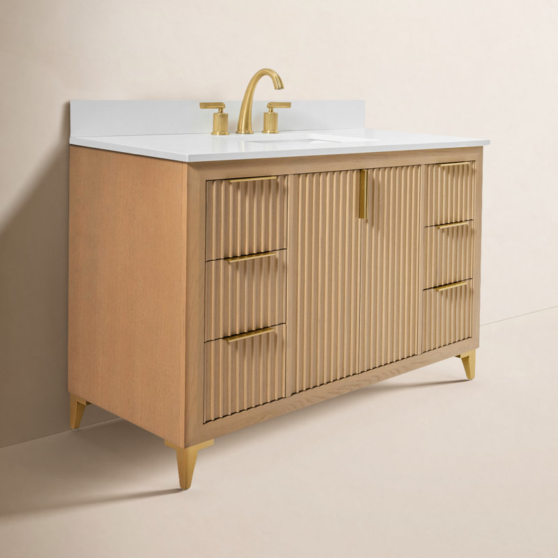 Turlington Freestanding Standard Bathroom Vanity with Top, Oak, 48"