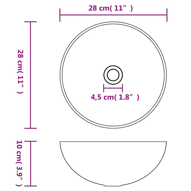 Fairmont Park West Kirby 280mm L x 280mm W Ceramic Circular Sink, Silver