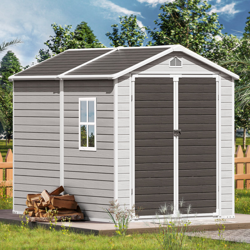 8 ft. W x 6 ft. D Resin Storage Shed, Gray