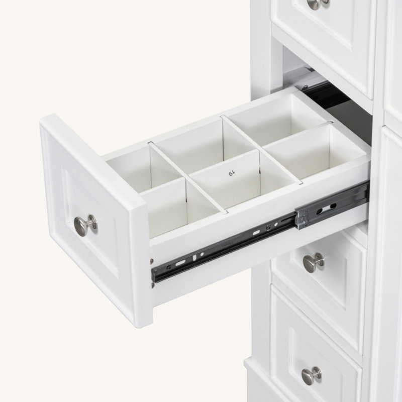 Meuble-lavabo 36 po sans lavabo, base d'armoire seulement, une armoire et six tiroirs, Blanc