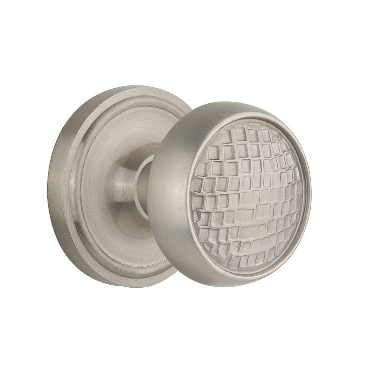Classic Rosette with Craftsman Door Knob, Satin Nickel, 2-3/4"
