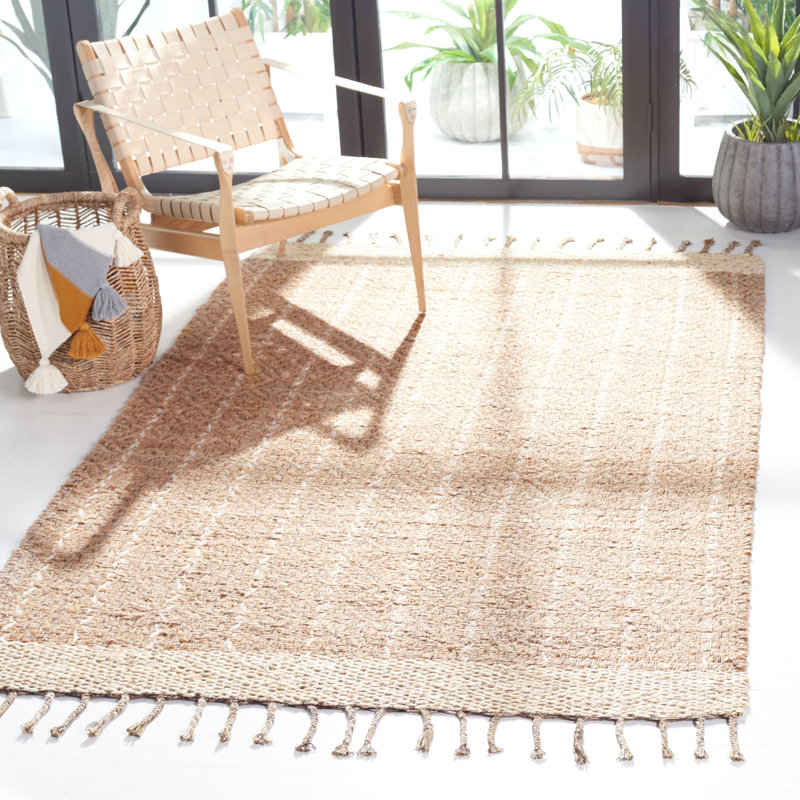 Ivory Cotton Flatweave Handmade Reversible Rug 5' x 8'