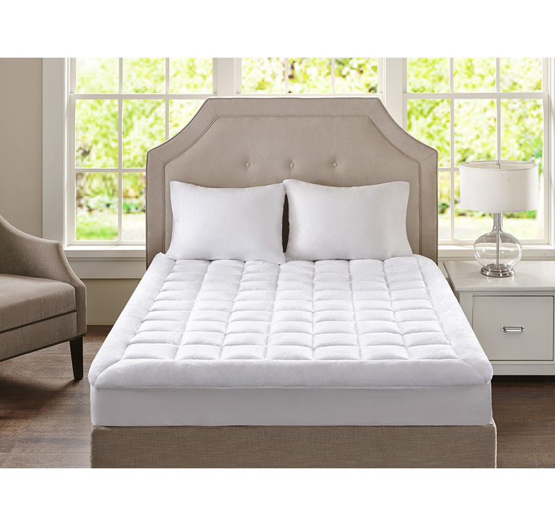 Surmatelas moelleux imperméable hypoallergénique en duvet synthétique, Très grand lit